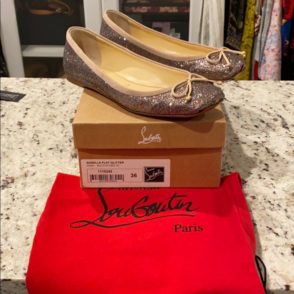 Louboutin "Rosella" Glitter Flat size 36